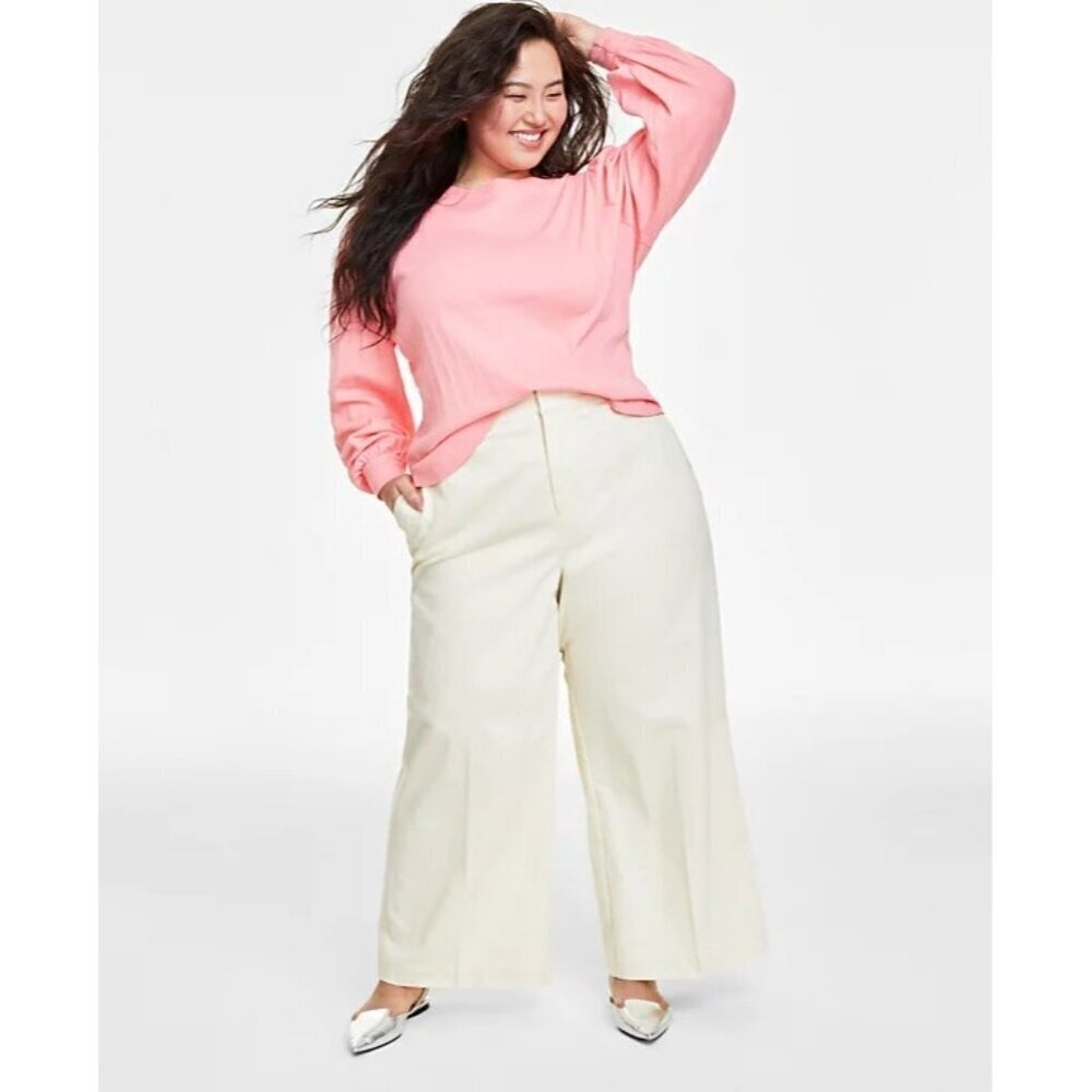 On 34th Womens‎ Plus Size 2X Wide Leg Chino Dress Pants in Safari Tan Brown $59